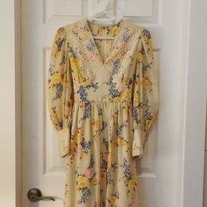 70's handmade Prairie Style Floral Dress Vintage
